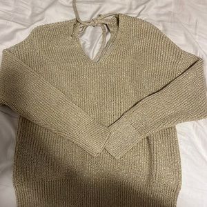 NWOT LOFT Gold Metallic Nude Sweater
